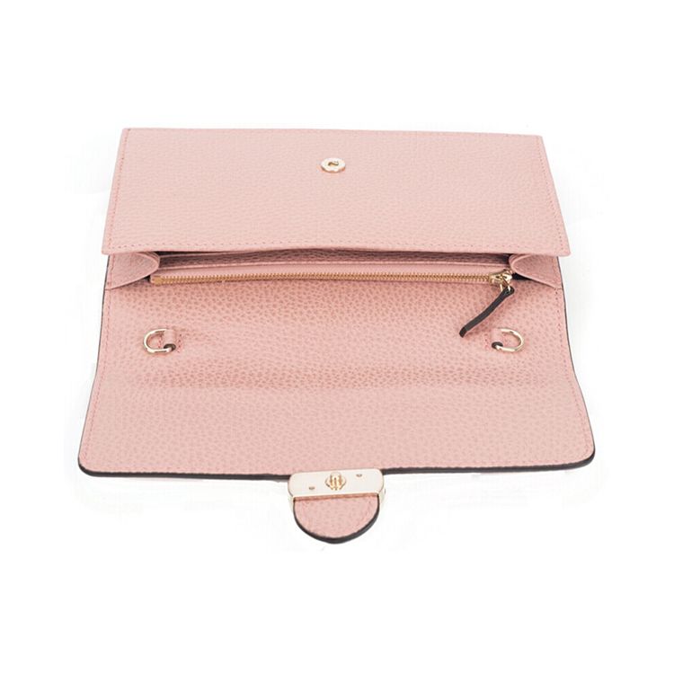 Gucci Logo Double G Litchi Grain Woc Chain Leather Messenger Envelope Wallet Shoulder Crossbody Bag Women Bags Pink 510314-CAO0G-5806