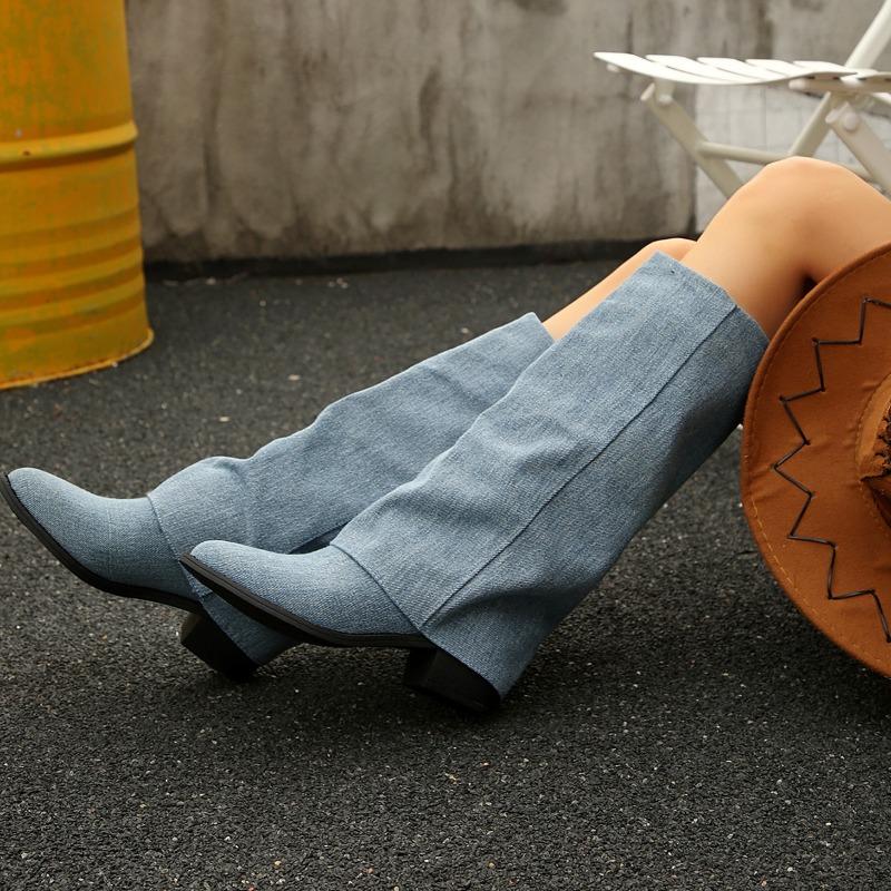 Fashion Retro Booties Women's Suede 2025 New Autumn and Winter Mid-Leg Boots