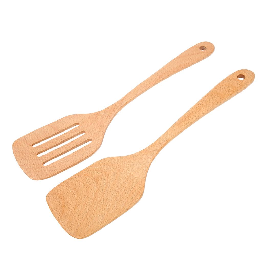 2Pcs Wooden Spatula Heat Resistant Light Weight Kitchen Cooking Utensils Set for Home Kitchen
