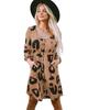 Azura Exchange Leopard Print Button Front Bubble Sleeve Loose Knit Dress