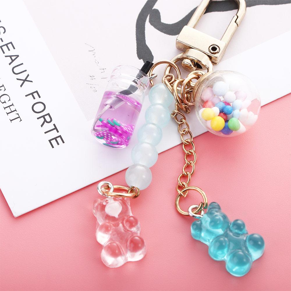Cute Unisex Acrylic Women Candy Bag Pendant Key Ring Keyholder Bear Key Chain Fashion Accessories