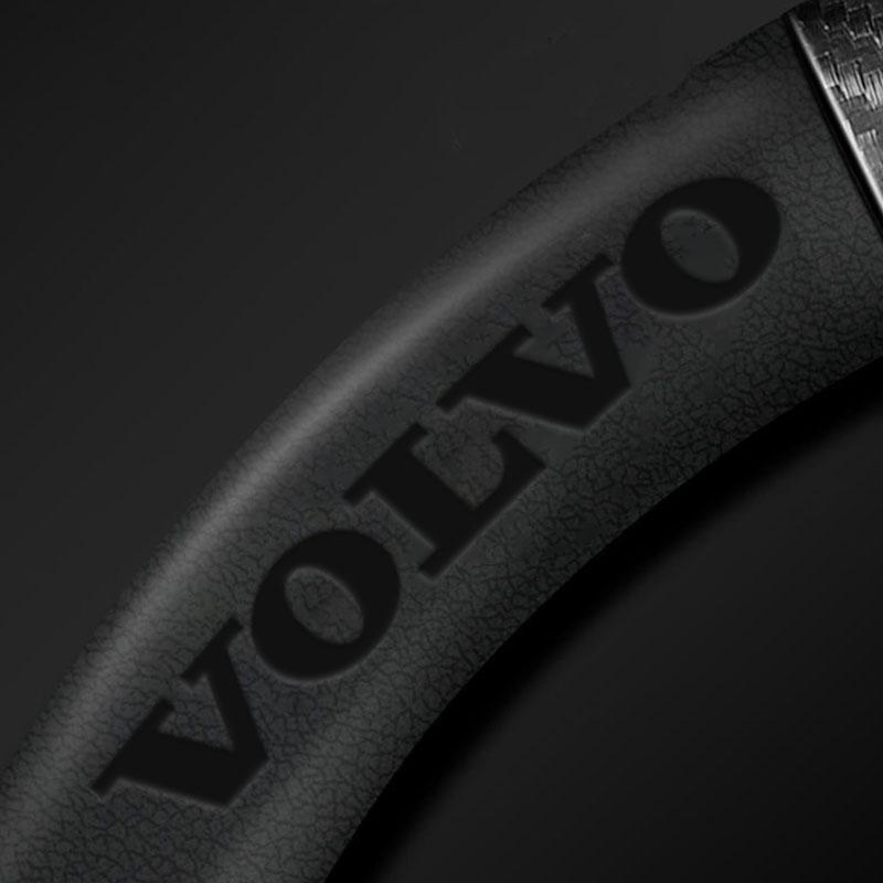Auto-Lenkradabdeckung Nappaleder Kohlefaser Anti-Rutsch-Abdeckungen für Volvo RDESIGN S60 S90 XC40 XC60 XC90 AWD Autozubehör
