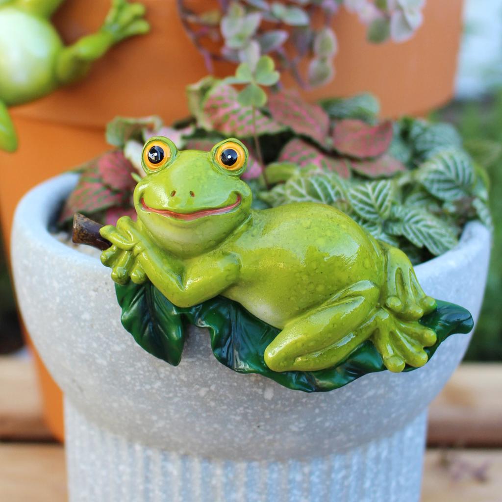 2-piece frog flowerpot pendant, creative garden bonsai decoration animal pendant, hand-painted resin crafts