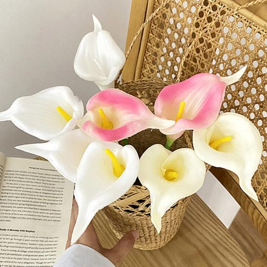 Real Touch Artificial Calla Lily Flower 13.4" Lifelike Faux Flower Branch for DIY Wedding Bouquet Home Indoor Table Centerpiece