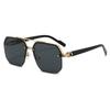 Cross-border Minimalist Men's Double-Bridge Metal Half-Frame Sunglasses