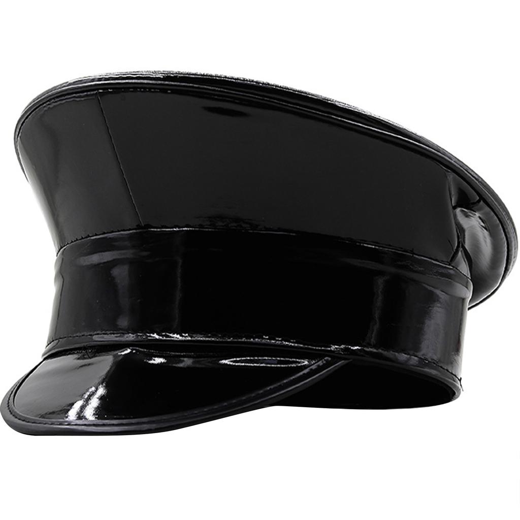 PatentLeather Military Hat for Women Novelty Glitter Party Hat Sergeant Captain Cap for Stage Club Bachelorette Party