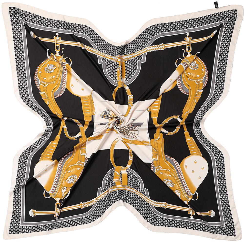 Silk Scarf Women Large Shawls Stoles Horse Print Square Scarves Echarpes Foulards Femme Wrap Bandanas 130*130Cm