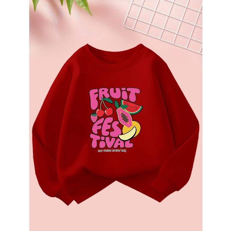 Cute Girl Creative Fruit Print Sweatshirt - Comfortable Long-Sleeve Round Neck for Autumn and Winter