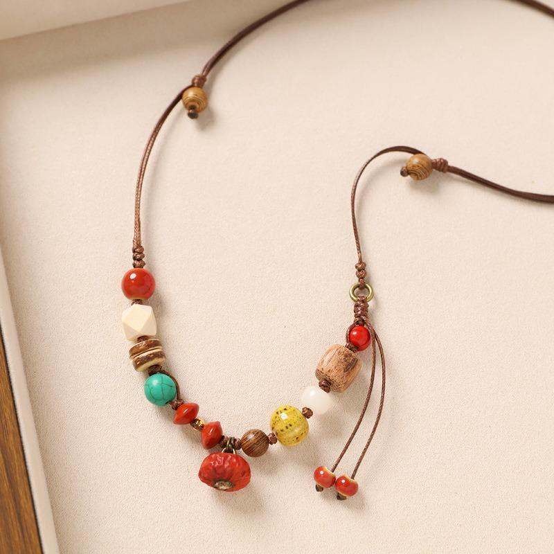 Colier original design plantă fruct ghindă împletită lanț lung literar pentru pulover accesorii pentru femei