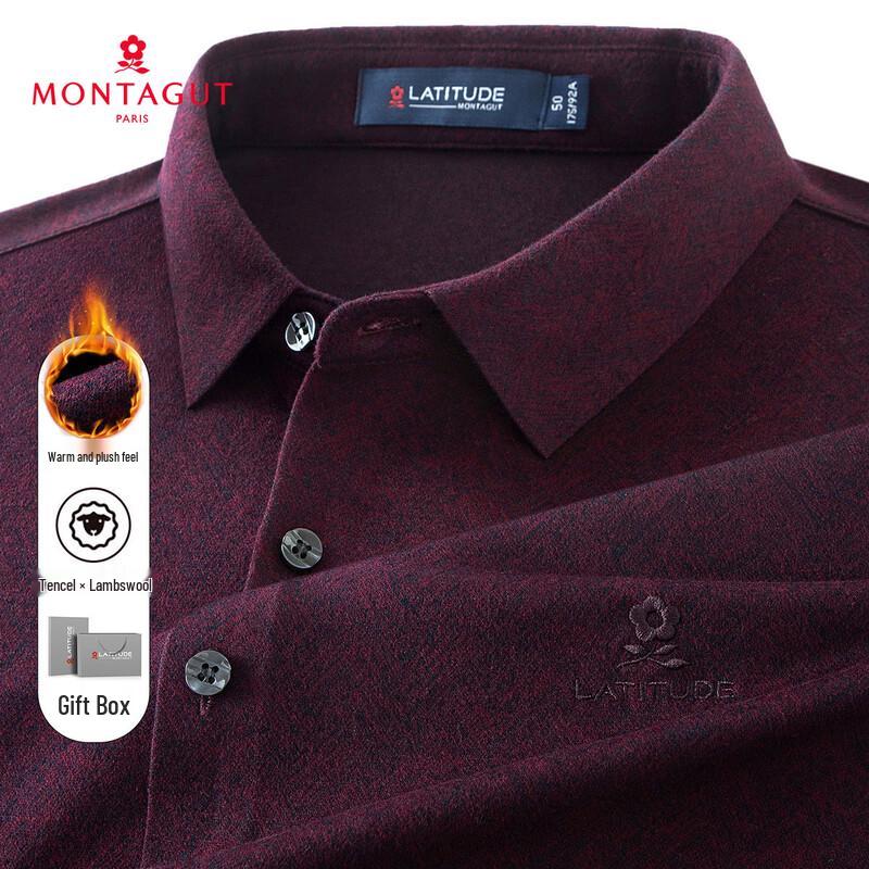 

MONTAGUT Men s 10% Merino Wool Warm Soft Long-Sleeve Shirt 50