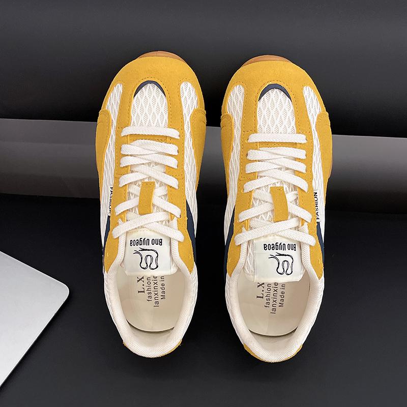 Mode Sommer Neuer Stil Ballett Freizeit Dünnes Netz Damen Schuhe Gummisohle Niedriger Absatz Farbblock Design Freizeitschuhe Trendiges Schuhwerk