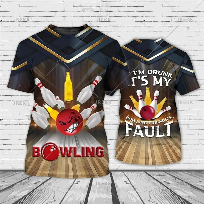 Bowling Jersey Men's T-Shirt Summer Fashion Streetwear O Neck Casual Short-Sleeve Gym Tops Men Clothing