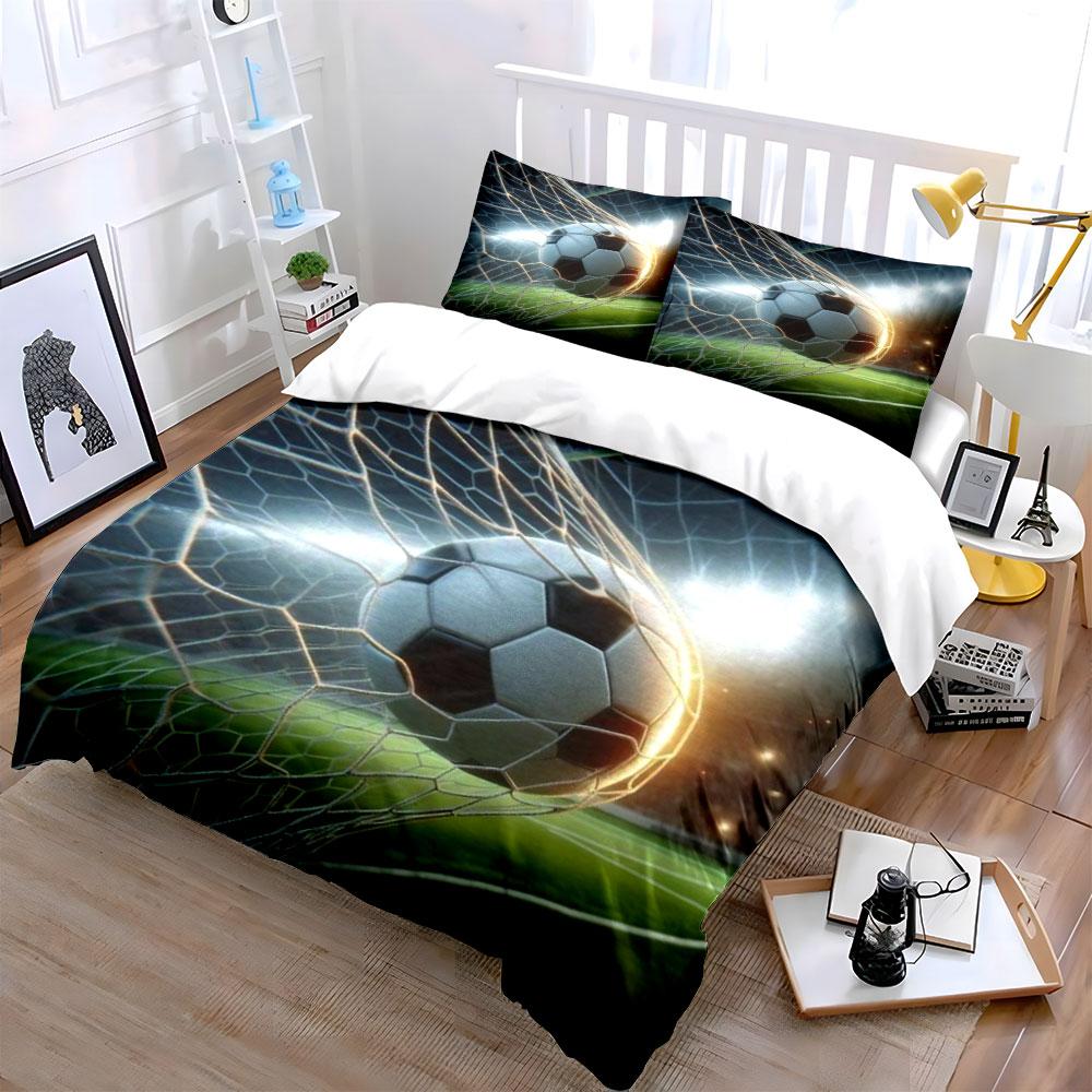 Soccer ball, net, field. Bedding sets Duvet cover sets Duvet covers Pillowcases(1*Duvet Cover 2*Pillowcases without duvet insert)