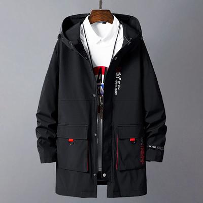 Frühling und Herbst Herren große Größe lose mittellange Kapuzenwindjacke