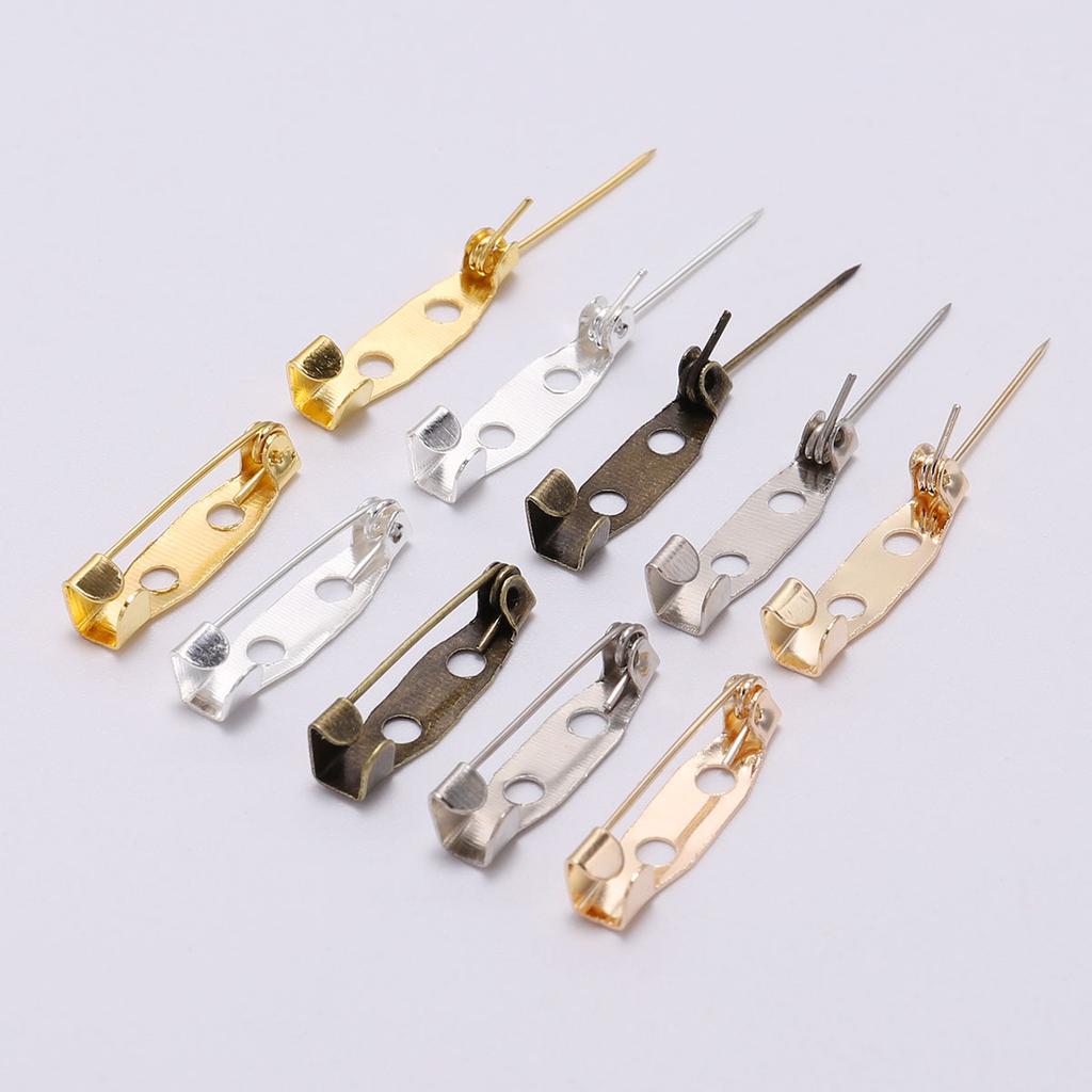 50pcs/lot 15 20 25 30 35 40mm Metal Safety Pins Brooch Settings Blank Bases Brooch Clip Base Pins For DIY Jewelry Making