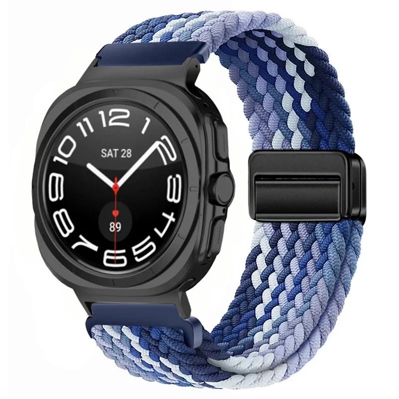 Gevlochten Nylon Lusband Voor Samsung Galaxy Watch Ultra 47mm Magnetische Armband Polsband voor Galaxy Watch 8 Ultra 2026 47mm Band