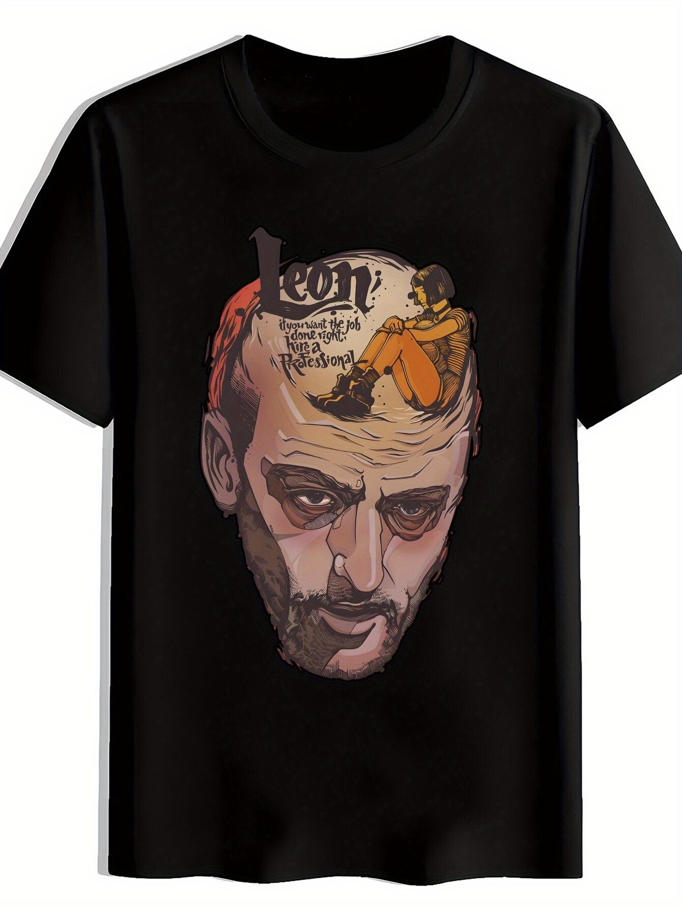

Graphic T-shirt - Black Casual Tee with Dramatic Facial Bald Head Portrait S