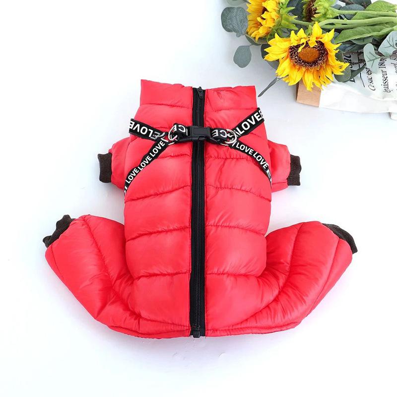 Winter Dog Clothes Super Warm Pet Dog Jacket Coat with Harness Waterproof Puppy Clothing Hoodies for Small Medium Dogs Outfit