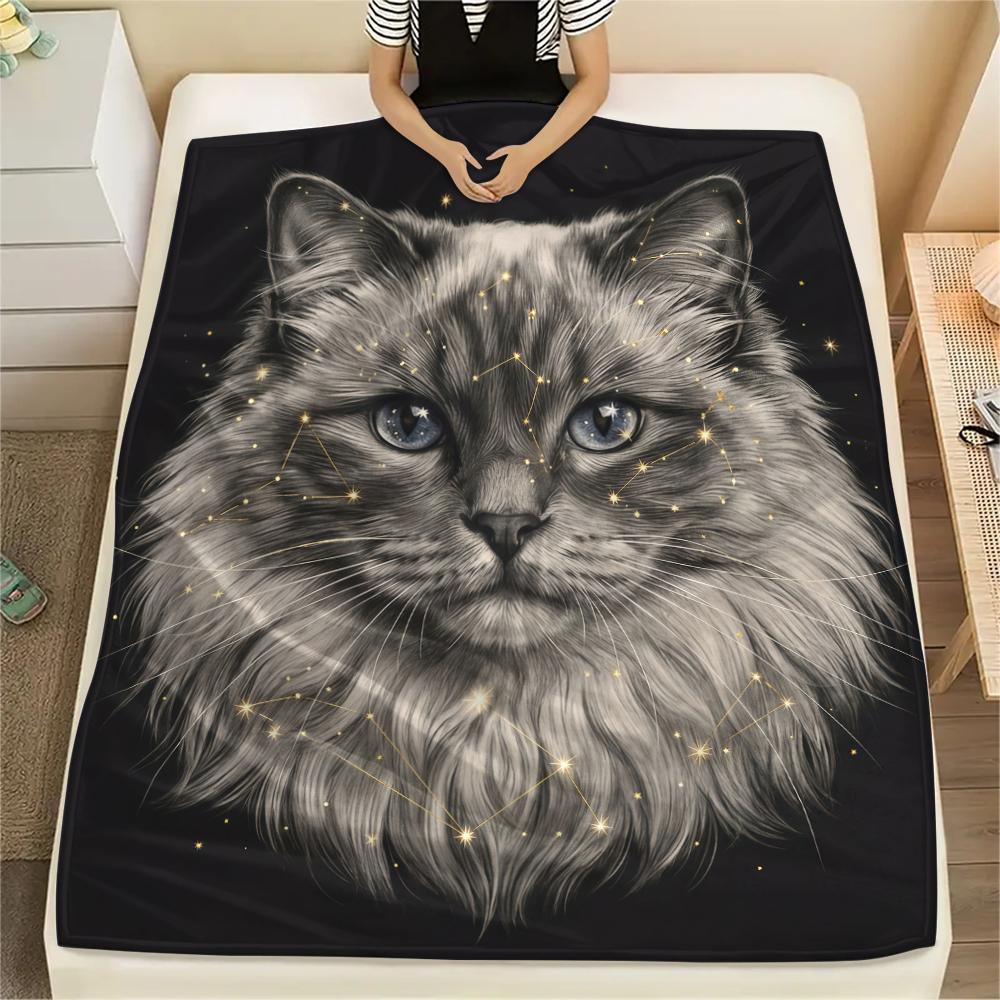 Animal avatar puppy kitten Print Flannel Blanket,High quality Comfortable for All Seasons,Home Decor,Warmth and Comfort,Perfect for Christmas Gifts