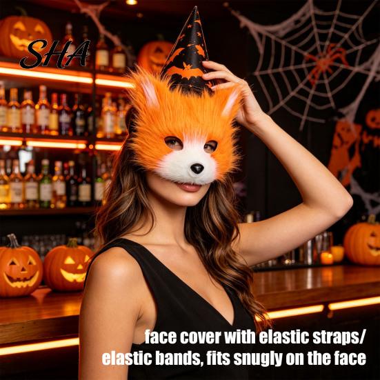 Accessori Costumi Cosplay Anime Maschera Volpe Peluche, Coda Soffice, Oggetti di Scena per Costumi, Maschera Peluche per Feste di Halloween, Convention e Ruolo