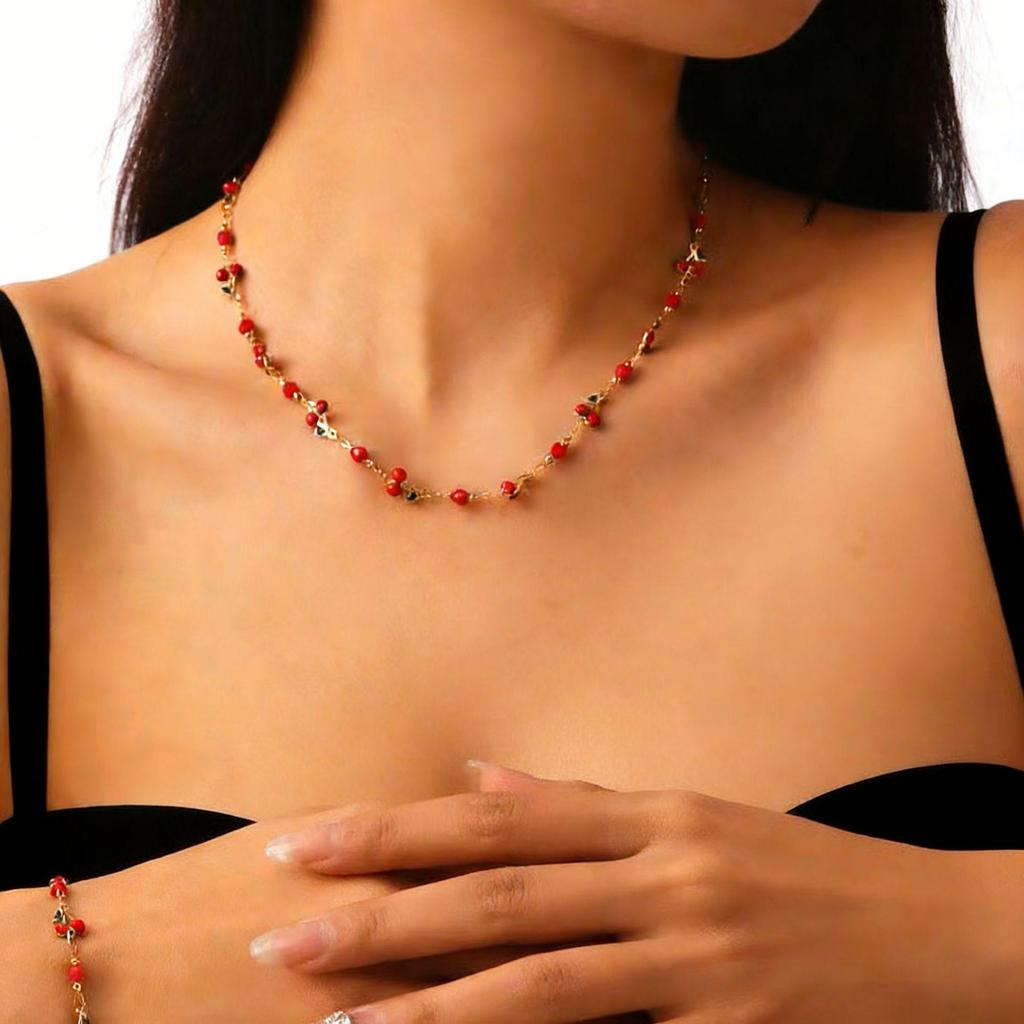 Elegant Cross-Border Cherry Pendant Bracelet - High-End Colorful and Fresh