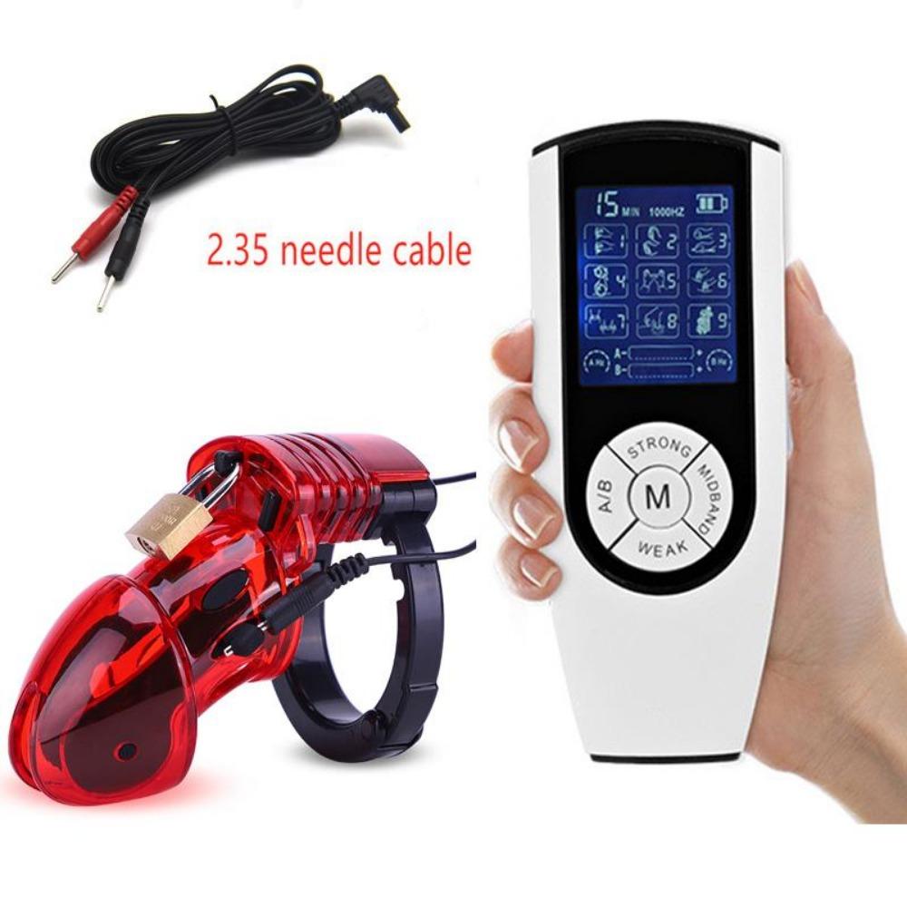Electro Shock CB6000 Male Chastity Cage Ball Stretcher,Electric Shock Cock Cage Penis Ring, Timer Lock Chastity Belt Sex Toy