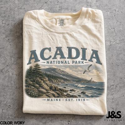 Acadia National Park Shirt, Vintage Acadia Tee, Retro Maine National Park Tshirt, Coastal Nature Hiking Gift Shirt