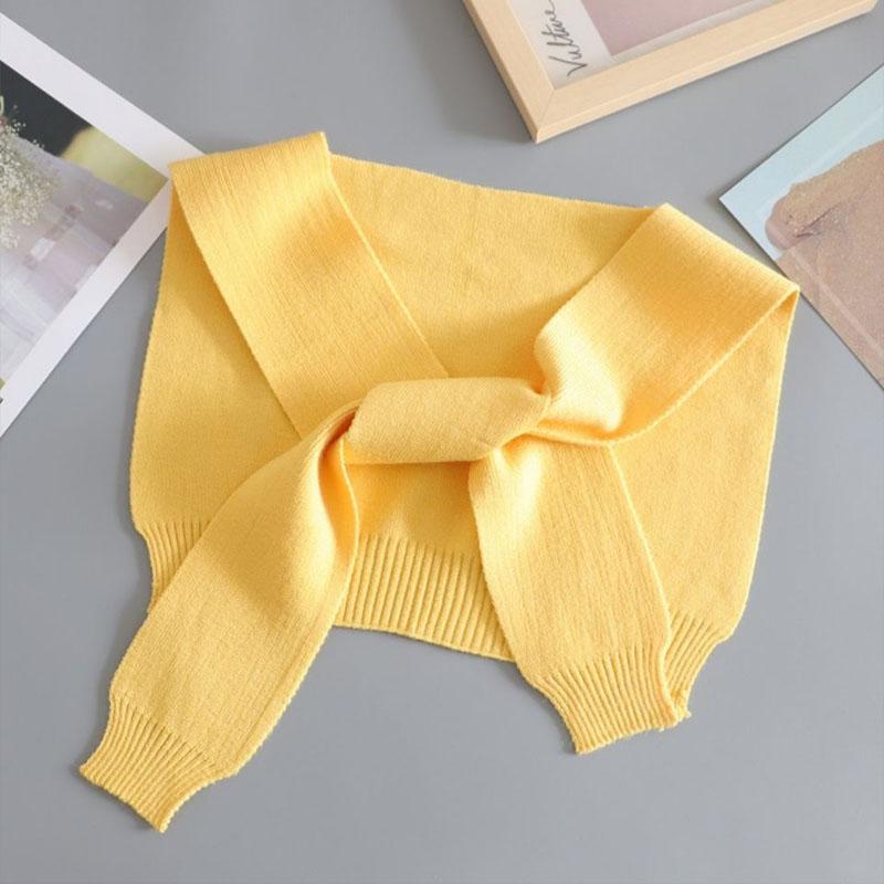 Shawl White Fake Collar Women Detachable Collars Warm Stripe Shoulder Wrap Knit False Collar Scarf Neckline Neckband Faux Col