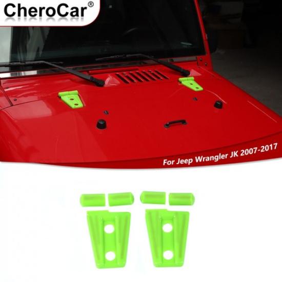 Green Front Engine Hood Hinge Cover Trim Exterior for Jeep Wrangler JK 2007-2017