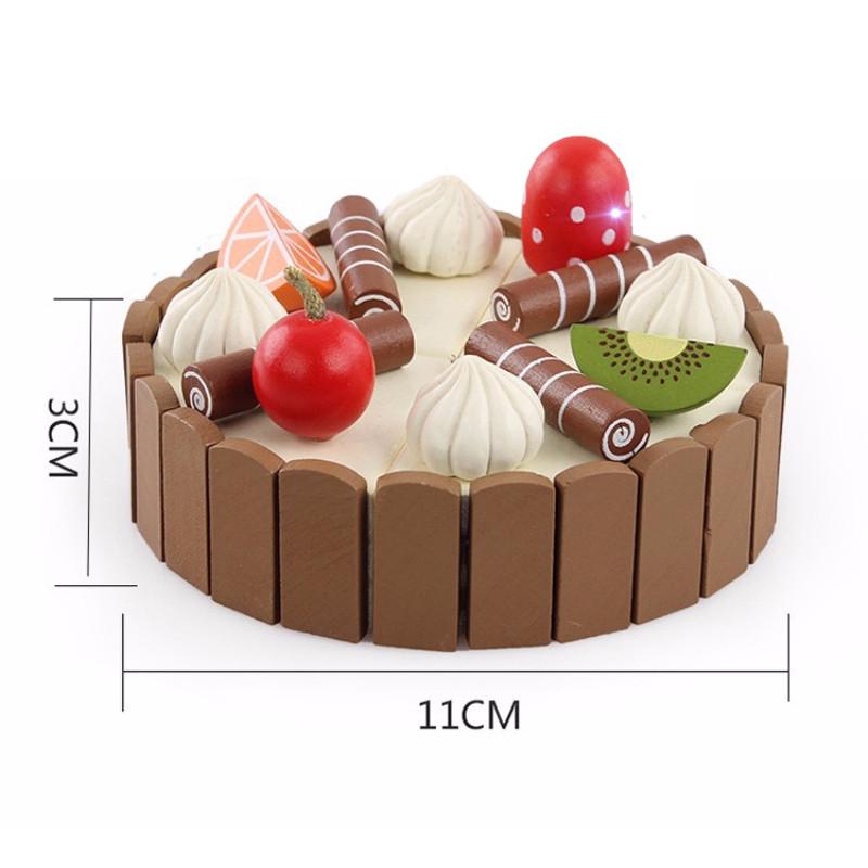 Wooden Invisible Magnetic Cutting Watch Mini Cake Childrens Cutting Music Simulation Toy Baby Family