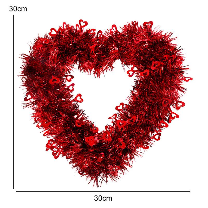 Valentines Red Heart Shaped Wreath Decorative Hanging Love Garland for Wedding Engagement Window Decoration