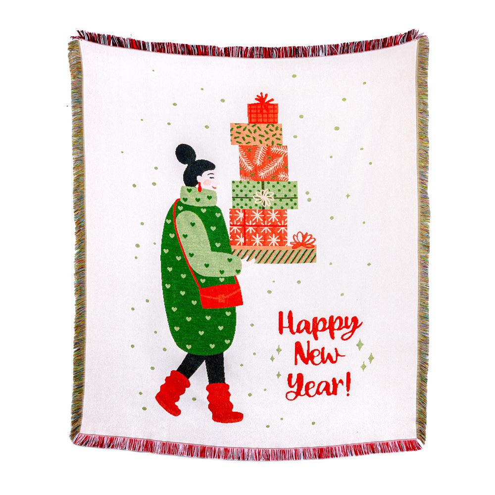 Outdoor Camping Blanket Moisture-proof Picnic Mat Jacquard Tapestry Christmas Sofa Towel Cover