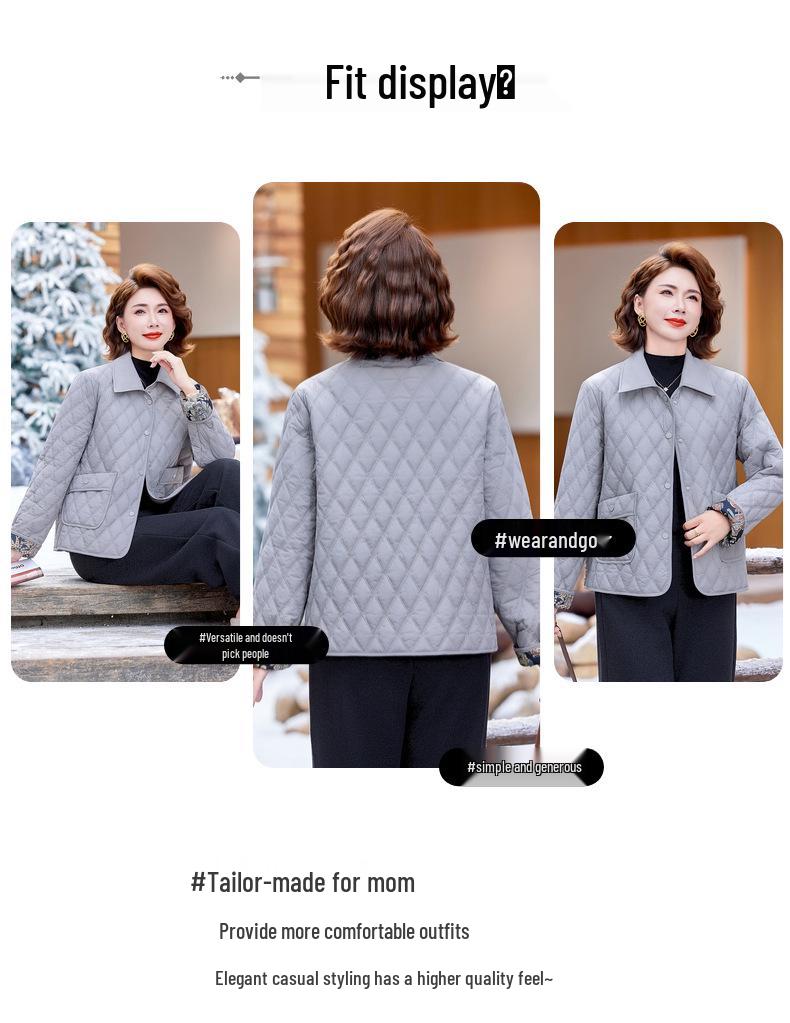2025 New Plus Size Cotton Jacket for Women: Autumn/Winter Casual Style for Middle-Aged and Elderly Mothers