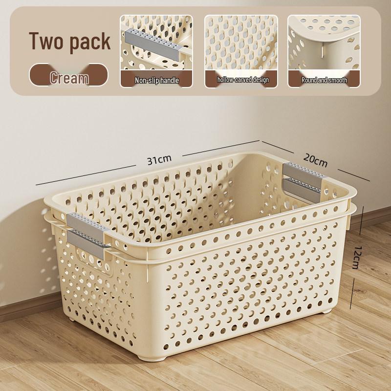 Japanese-Style Snack & Sundries Organizer: Large Plastic Basket for Kitchen, Cabinet, or Desktop Storage.
