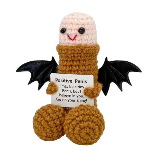 Cute Tabletop Ornament Handmade Crochet Ornament, Funny Positive Desk Buddy, Buddy Figurine, Emotional Support Keepsake Gift for Friends