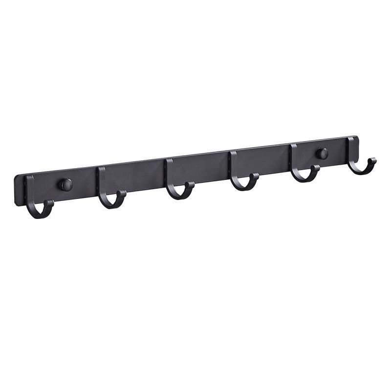 K Border No-Drill Solid Aluminum Coat Hook - Black/Gray