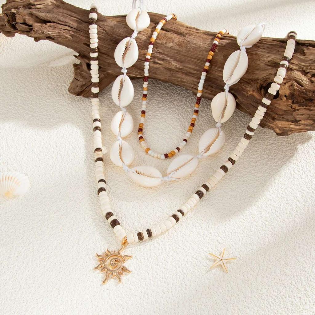 PuRui Bohemia 4 Styles Sun Coconut Husk Pendant Necklace Men Plastic Acrylic CCB Beads 2025 Summer Beach Vacation Zircon Gift