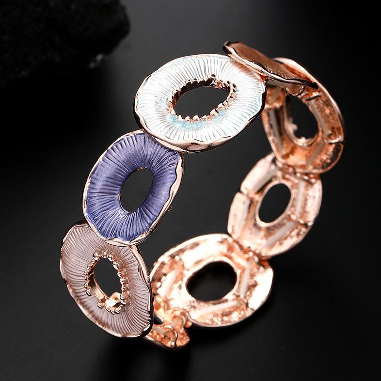 

Новый красочный круглый браслет из сплава в виде пончика, расписанный маслом, полый круглый женский браслет