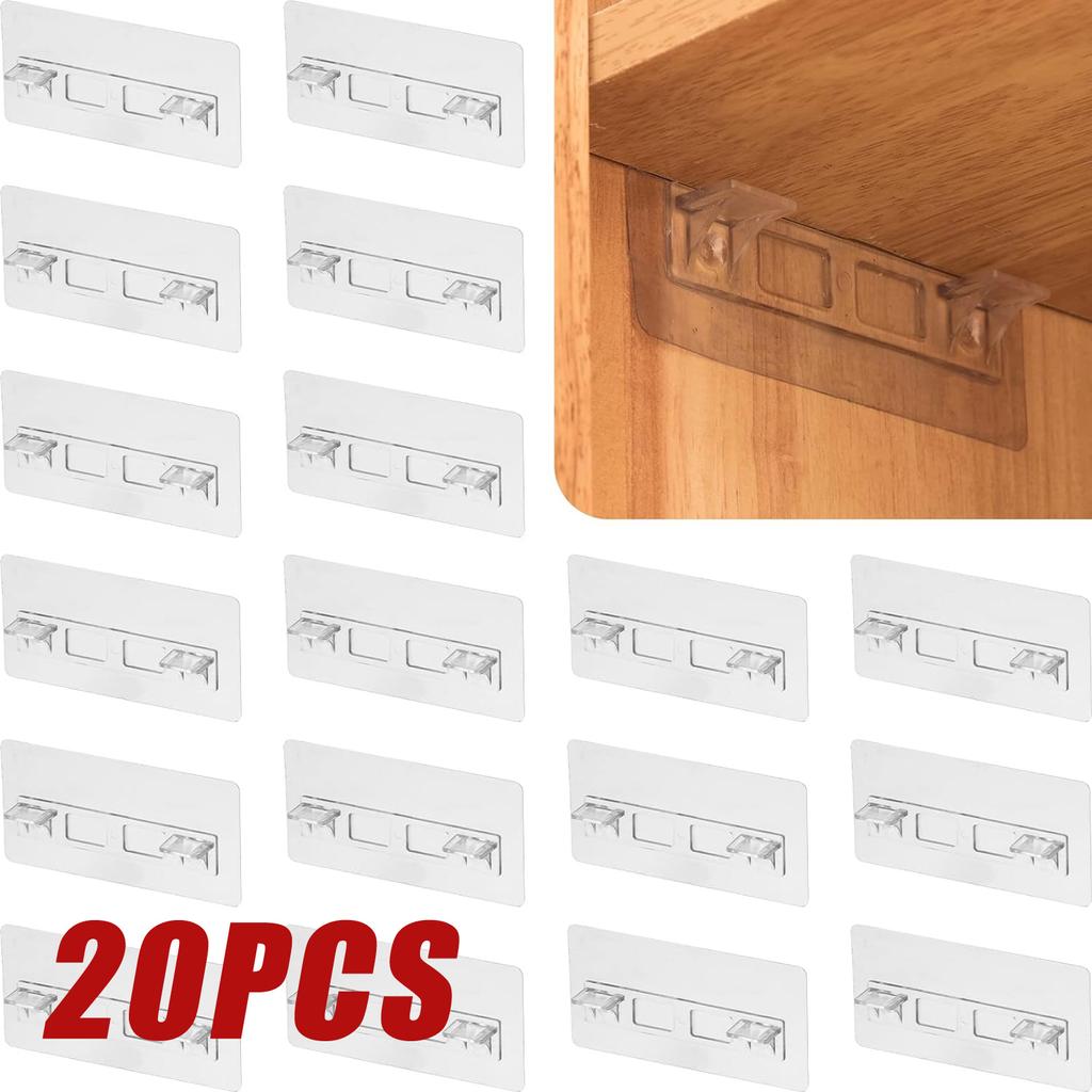 20/2pcs Adhesive Shelf Support Pegs Drill Free Nail Instead Holders Closet Cabinet Shelf Support Clips Wall Hangers Shelf Holder
