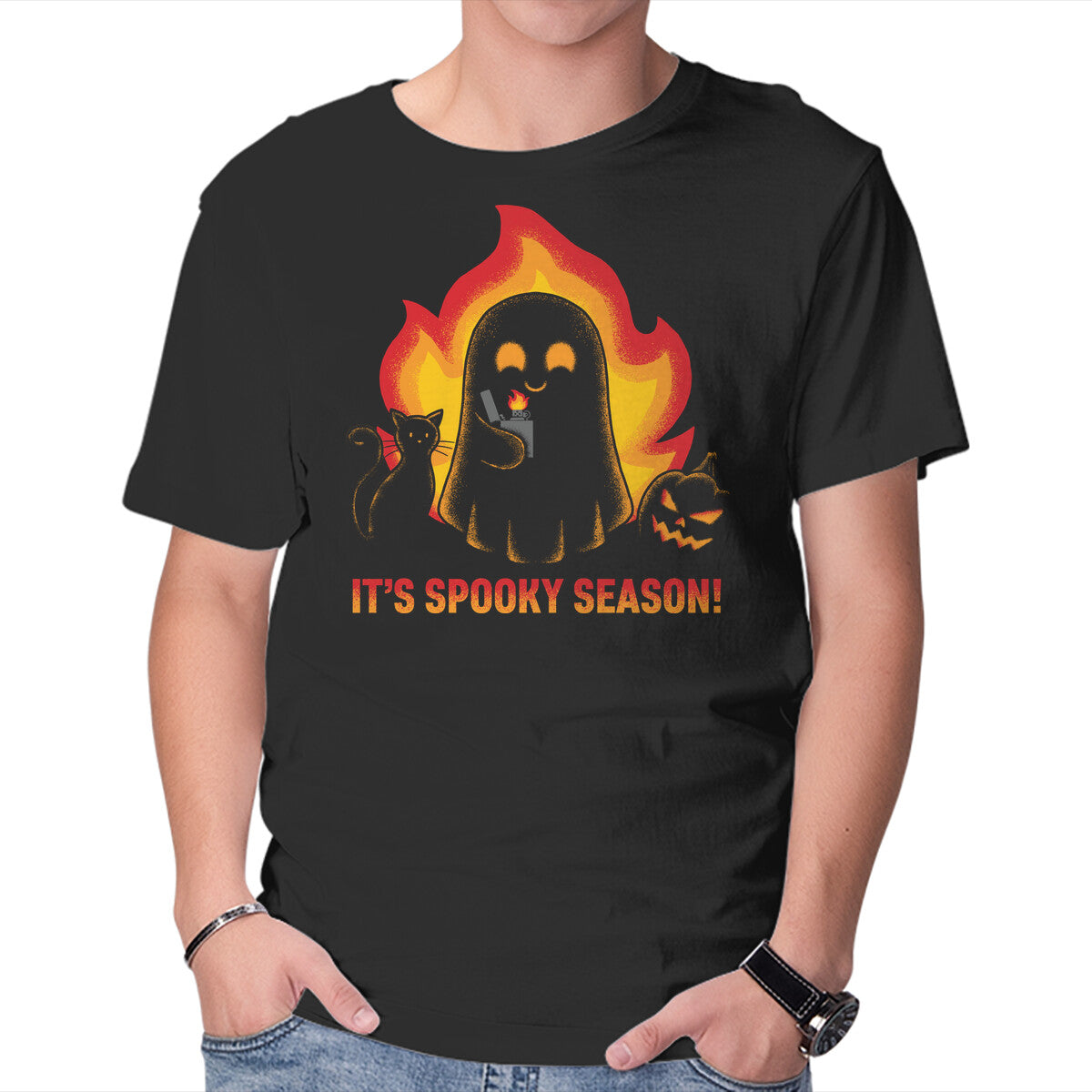 Unisex Crew Neck T-Shirt It s Spooky Season Graphic Short Sleeve Casual Tee XXXXL