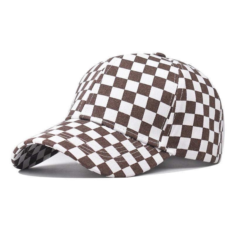 Tongue Cap Duck Printed Chessboard Plaid Design Baseball Cap Breathable Made
