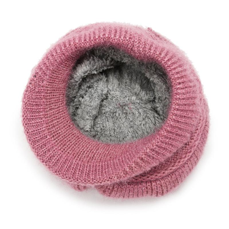 Winter Knitted Wool Hat for Women Korean Style Beetle Hat Plus Velvet Thickened Warm Windproof Hat for Elderly Hat
