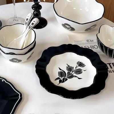 Vintage Tulip Ceramic Dinnerware Set 2025 New Retro Bowls Plates Dishes Tableware
