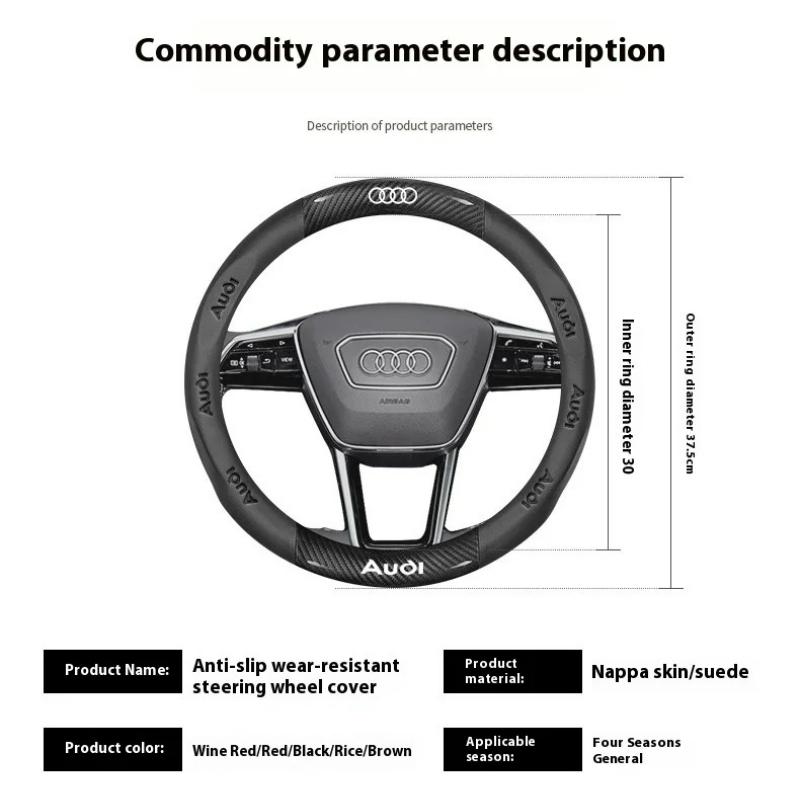 2026 Hot Car Anti-Slip Breathable Suede Steering Wheel Cover for Audi A3 A4 A5 A6 A7 A8 Q1 Q2 Q3 Q5 Q7 Q8 S3 S4 S5 S6 RS3 RS4 RS5 TT