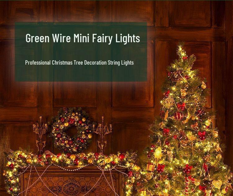 Funkelnder Stern Kupferdraht Weihnachtsbaum Lichterkette mit grünem Draht zur Girlanden- und Kranzdekoration