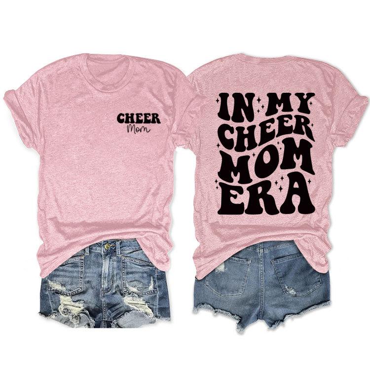 In my cheer mom era cheer mom crew neck casual T-shirt double-sided printing loose short sleeves