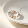 Bf Club   Rings For Women Simple Geometric Handmade Irregular Retro Colorful Zircon Ring Allergy For Birthday Gift