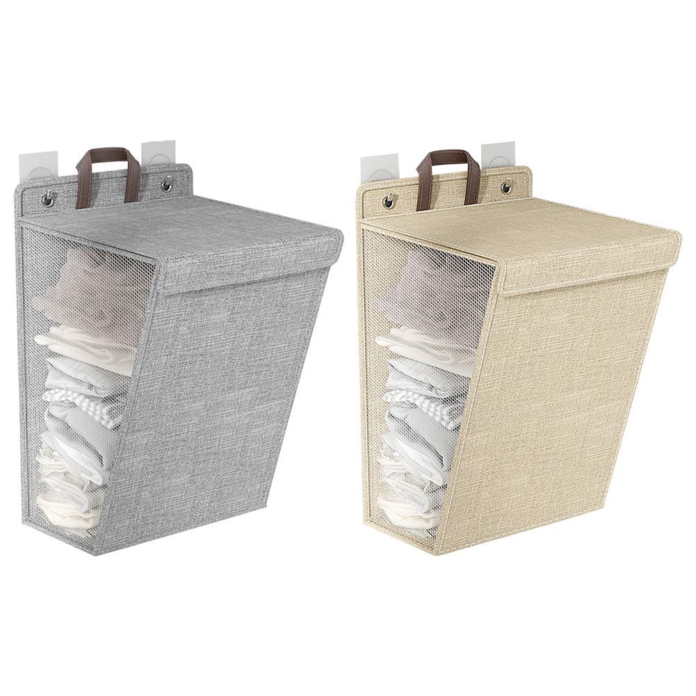 Portable Laundry Basket with Lid and Handle Heavy Duty Hanging Closet Hamper Mesh for Laundry Room Bedroom Bathroom College Dorm