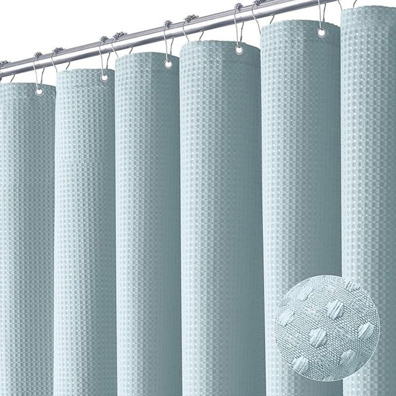 1pc Waterproof Shower Curtain Plain Waffle Mildew-proof Shower Curtain Bathroom Partition Curtain Home Living Room Decoration