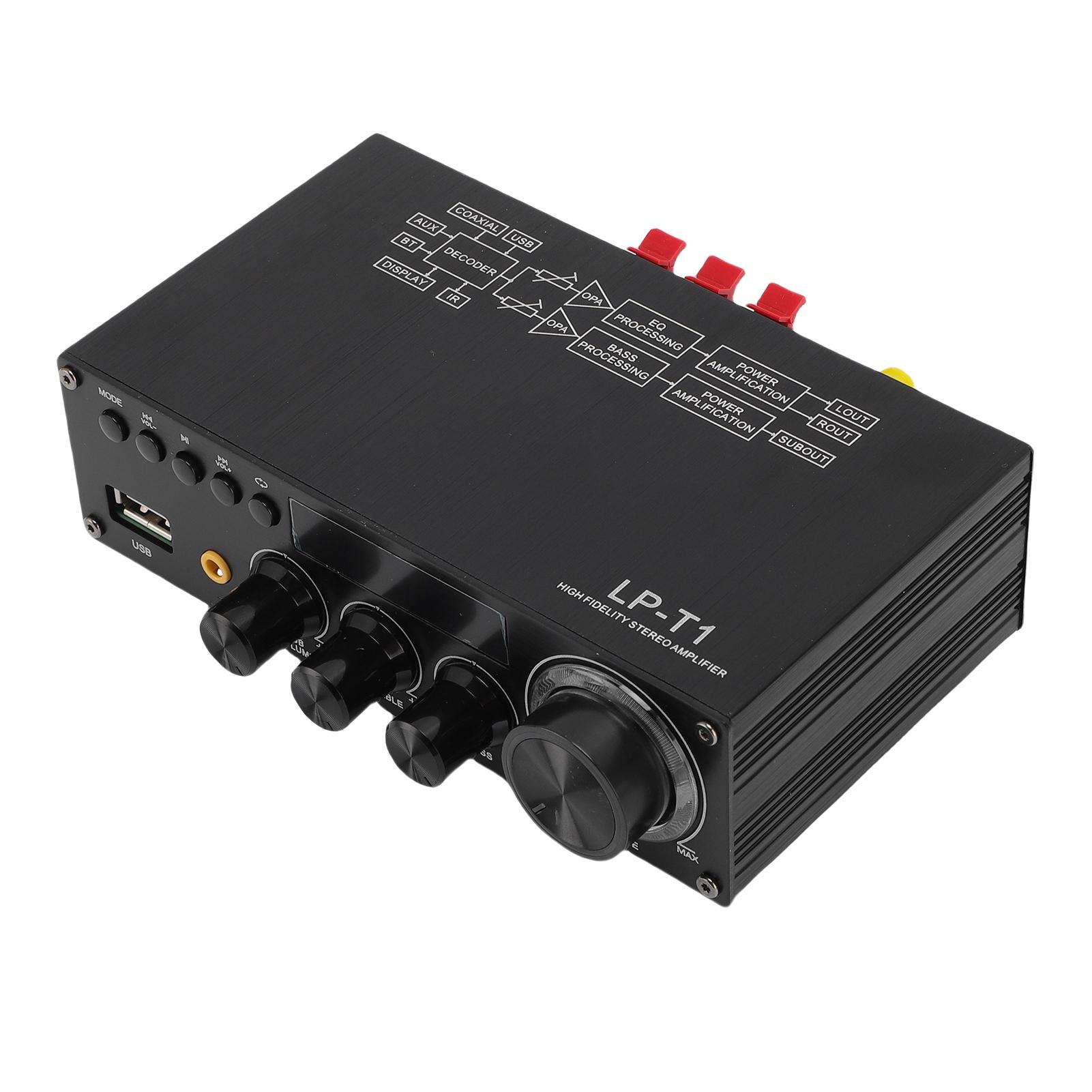 

2.1-канальный стереоусилитель Bluetooth 5.1 Hi-Fi цифровой усилитель-ресивер для сабвуфера с пультом дистанционного управления для дома